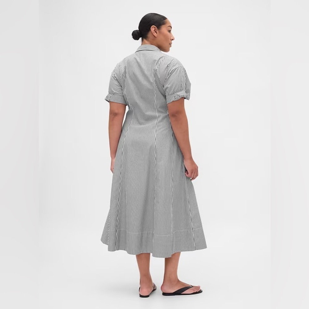 NEW! GAP Stripe Poplin Roll-Cuff Midi Shirtdress - Large / Small Tall / XXL 🕹️ - Picture 6 of 9